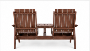 TACASA Durable Outdoor Solid Wood Double <b>Garden</b> <b>Bench</b> <b>with</b> Center <b>Table</b> for Patio, Courtyard, Villa & Farmhouse - Product Image 6