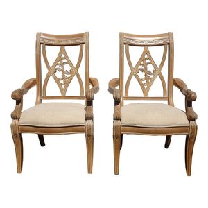 Giữa Thế Kỷ hiện đại cánh tay ghế ăn khung gỗ màu be vải ghế - Product Image 3