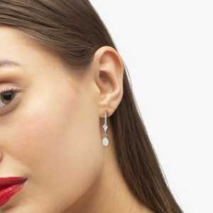 ต่างหูทองคำขาว 14K ประดับโอปอลทรงหยดน้ำ 0.44 กะรัต เครื่องประดับแฟชั่น - Product Image 1