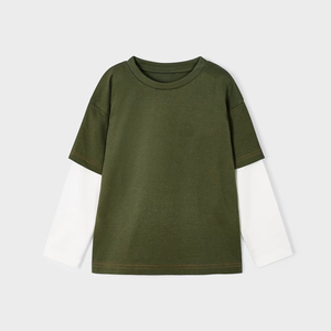 Vente en gros T-shirts d'été personnalisés 100% coton avec impression bouffante pour enfants Épaule tombante Surdimensionné Street Wear High Jersey O-Neck OEM - Product Image 3
