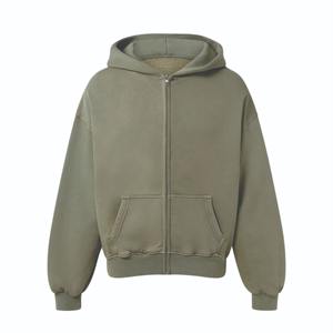 Sérigraphie personnalisée de haute qualité Sweat à capuche zippé de grande taille Sweat à capuche pour hommes en coton polaire lourd et surdimensionné avec fermeture éclair - Product Image 1