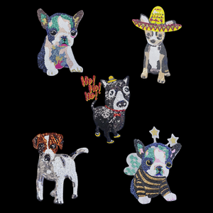 Patch thermocollant à sequins sur le thème du chien, en toile et PVC, pour accessoires de mode - Product Image 1