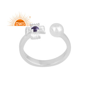 Hot Selling Fine Sterling Silver Natural Iolite Gemstone <b>Adjustable</b> <b>Ring</b> Custom Jewelry For Women Gift For Her - Product Image 1