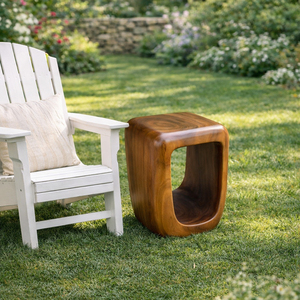 Taburete Moderno de Madera Maciza de Suar con Estante Abierto, Mesa Auxiliar Multifuncional, Mueble Artesanal de Madera de Monkey Pod para Dormitorio y Sala de Estar - Product Image 4