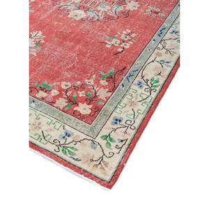 Tapis en laine noué à la main à motifs floraux vintage rouge-orange pour la maison, le salon, le couloir, design abstrait rectangulaire en forme de puzzle, modèle Pae-2320 - Product Image 2