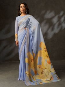 Traditional Digital Printed Ethnic Georgette Saree Crochet Work <b>Blouse</b> Eco-Friendly Women's Party Wear Quick Dry All Seasons - Product Image 2