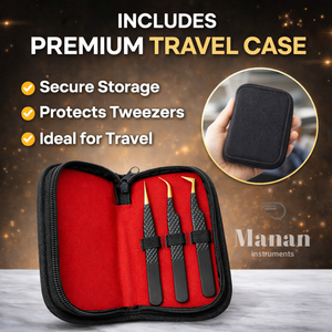 Juego de Pinzas de Precisión para Extensión de Pestañas Profesionales de Alta Calidad, Punta Dorada, Antideslizantes, de Acero Inoxidable, Ligeras, con Estuche - Product Image 6
