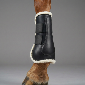 Black Fabric Mesh Horse Tendon <b>Boots</b> <b>Soft</b> Faux Fur Lining Customizable Color Protective Sports Leg <b>Boots</b> for Training Riding - Product Image 3