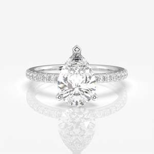 Lab Grown Pear Cut Diamond Pave 9K Gold <b>Ring</b> - Product Image 5