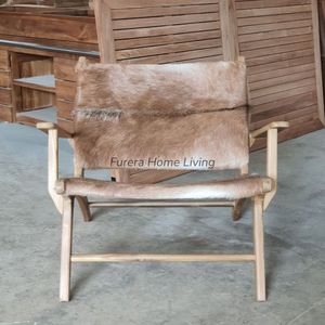 เก้าอี้ขี้เกียจหนังแพะแท้กลางแจ้งสำหรับห้องนั่งเล่นเฟอร์นิเจอร์ในบ้านและอพาร์ตเมนต์ - Product Image 6