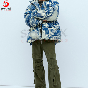 Veste matelassée décontractée pour hommes personnalisée veste d'hiver à glissière respirante à bulles pour hommes - Product Image 5