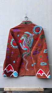 Veste en velours Suzani brodée, style bohème, manteau matelassé indien, cadeau pour une amie, veste en velours Suzani - Product Image 2