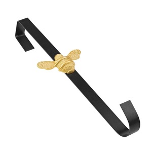Classic Black Christmas <b>Wreath</b> Hanger <b>for</b> Party and Festive Decor, Golden Bee Designer Metal <b>Door</b> <b>Hook</b> <b>for</b> Holiday & Home Decor - Product Image 1