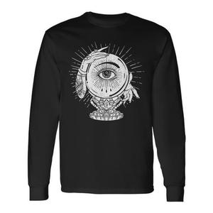 T-shirt a maniche lunghe con design a occhio di cristallo, tema psichico da oracolo - Product Image 1