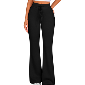 Pantalones de chándal acampanados de peso pesado personalizados OEM, pantalones de chándal acampanados de Color sólido con cordón de alta calidad para mujer - Product Image 5