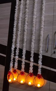 กุหลาบแดงประดิษฐ์ด้วยโกต้ากลม6นิ้วเทียนขนาดเส้นผ่าศูนย์กลางพวงมาลัยแขวนจากดอกมะลิประดิษฐ์สำหรับงานแต่งงานและตกแต่งบ้าน - Product Image 3