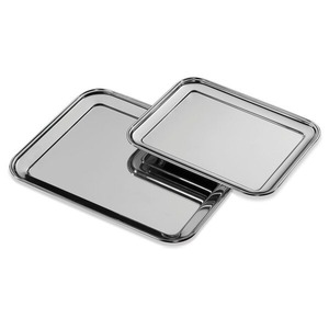 Juego de bandejas con acabado pulido de alta calidad de forma rectangular para servir en casa o catering, bandeja de acero decorativa funcional para eventos - Product Image 2