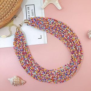 High Quality Seed <b>Beads</b> <b>Necklace</b> for Women Statement Multi Layer <b>Chunky</b> Bib Collar Cluster Gift - Product Image 6