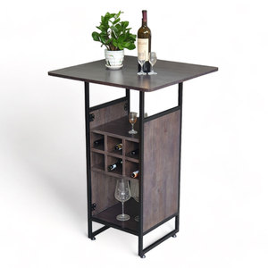 70x70x105cm Modern Luxury Square <b>Bar</b> <b>Table</b> with Wine Rack Rubberwood for Home Mall <b>Kitchen</b> Hotel-Contemporary BB016 Design - Product Image 1