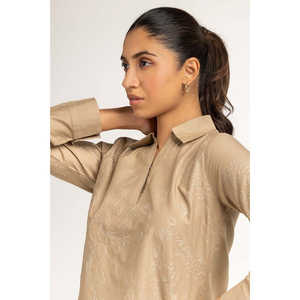 เสื้อเบลาส์สีกากี รุ่น WM-BLS23-006 สำหรับสุภาพสตรี ไซส์ XL เสื้อคลุมแบบเป็นทางการ คอระบาย แต่งเลื่อม ปักลายลูกไม้ ถักนิตติ้ง ทรงหลวม สีพื้น - Product Image 2