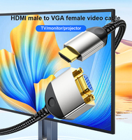Nylon Gevlochten Mannelijke naar VGA Mannelijke/Vrouwelijke Adapterkabel 0.2M/1.5M Stabiele Anti-interferentie Signaaldraad voor Desktop Computer