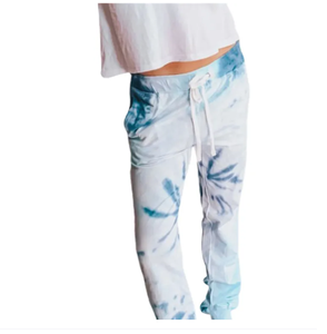 Pantalones de chándal de lana de algodón transpirable para mujer, pantalones de chándal cómodos informales con botones de encaje con estampado de tinte de cintura elástica - Product Image 2
