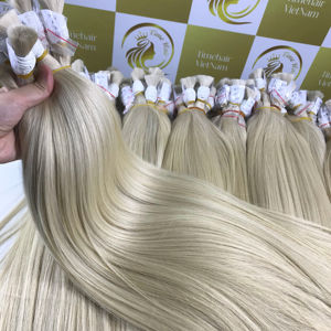 Blanc vierge vietnamien Remy pur brut non transformé en vrac Extensions de cheveux naturel lâche vague profonde Style pur cheveux humains racines sombres - Product Image 1