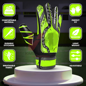 Gants de gardien de but de football, paume en latex haute performance avec protection des doigts, sangle de poignet réglable pour les joueurs professionnels - Product Image 5