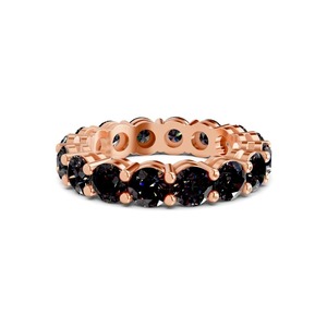 Anillo de Eternidad Redondo Negro Radiante con Diamante Cultivado en Laboratorio de 1.00 Ct Tw, Oro Sólido de 14K, Color Negro, Claridad VS, Contraste Oscuro Dramático - Product Image 3