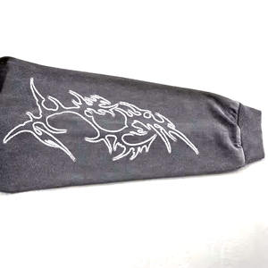 LOGO personnalisé surdimensionné délavé à l'acide t-shirt homme sweat double couche manches Patchwork Vintage Streetwear DTG impression solide hiver - Product Image 3