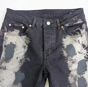 <b>Men</b> High Waist Flare Jeans <b>Tie</b> Dye Print Bleach Stone Wash Denim Streetwear Style Cotton Midweight Autumn Fashion - Product Image 4