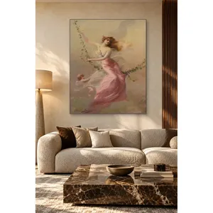Fida Edouard Bisson Femme en robe rose sur une balançoire Impression sur toile - Product Image 5