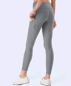 Pantalon athlétique taille haute Compression Fit poches intérieures contrôle du ventre Leggings brillants pour femmes pantalon Disco Yoga sport Legging - Product Image 2