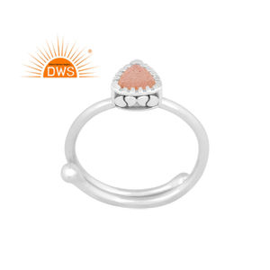Anillo ajustable de piedras preciosas de melocotón Natural de plata de ley fina superventas, fabricante de joyería - Product Image 1