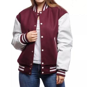 Veste universitaire unisexe personnalisée blanche, style baseball, en peau de mouton, bomber, col montant, pour homme et femme - Product Image 2
