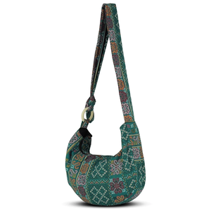 Sac fourre-tout en coton fait main avec poignées en bois et fermeture éclair, doublure intérieure, produit de Thaïlande - Product Image 1