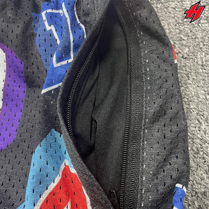 Custom Logo Breathable Polyester Mesh Basketball Shorts Men Black Bottom Trim Contrast Drawstring High Waist Summer Sport - Product Image 2