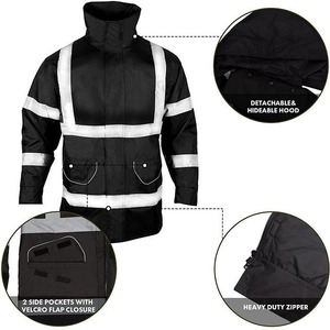 Chaqueta de Seguridad Invernal Personalizable con Material de Poliéster Reflectante Impermeable de Alta Visibilidad, Soporte para Logotipo, Chaqueta Oxford Cálida - Product Image 2