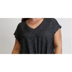 T-shirt da donna grigia comoda con colletto a fiocco, taglia XXS/XS/One Size, in maglia traspirante e leggera con rivetti a diamante e inserti in rete - Product Image 2
