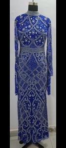 Vestido de noche de lentejuelas con cuentas de lujo, vestido de baile largo de manga larga, elegante forma de cuerpo Aline para fiestas, eventos de cóctel Natural - Product Image 6