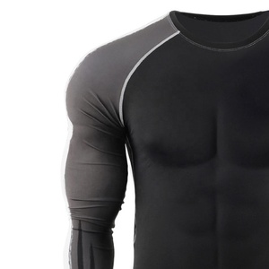 Customized Manufacture Men Rash Guard Wholesale Prices Plain-Fitness Men Rash Guard <b>Black</b> and Grey-Color Rash Guard - Product Image 5