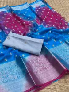 Saree de travail de broderie en soie organza doux de créateur dernier cri par FabZone - Product Image 4