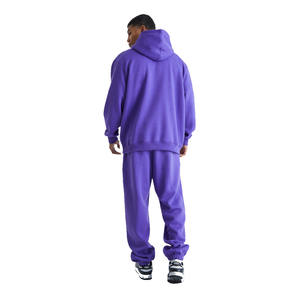 Último 2024 llegada hombres y mujeres azul de gran tamaño 100% conjunto de chándal de algodón para la venta hombres pulóver Sudadera con capucha y pantalón conjunto - Product Image 2