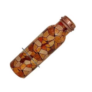 Impression extérieure en émail de bouteille d'eau en cuivre pur au look luxueux et admirable pour une bonne guérison ayurvédique - Product Image 4