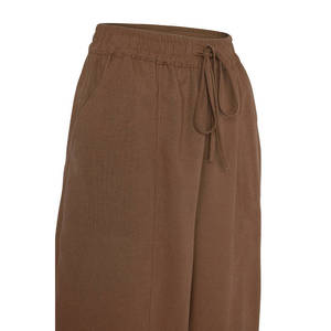Casual High-Waist <b>Harem</b> <b>Trousers</b> Brown Relaxed Fit Basic Pants - Product Image 2