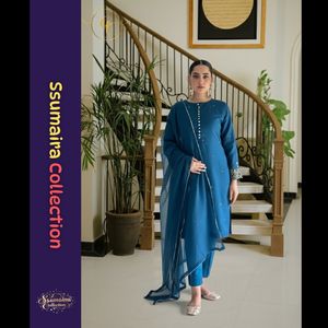 Ssumaira presenta elegante traje bordado de 3 piezas Salwar Kameez Dupatta | Ropa paquistaní festiva Anarkali - Product Image 3