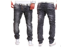Jeans respirants style italien pour hommes, pantalon à badge détruit en détresse, patchs artistiques, jeans en denim skinny motard