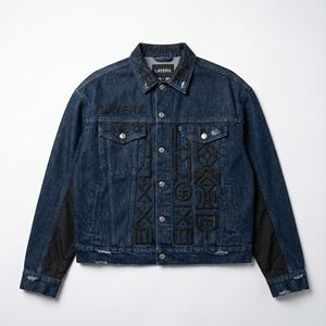 Custom Women's Heavyweight Denim Jacket 3D Puff Print Embossed Logo Distressed Vintage Wash Eco-Friendly Windproof Anti-Wrinkle - Product Image 1