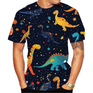 T-shirt à manches courtes pour homme, imprimé en 3D avec motif de dinosaure de dessin animé, col rond, décontracté, surdimensionné, streetwear, vêtements pour homme - Product Image 2