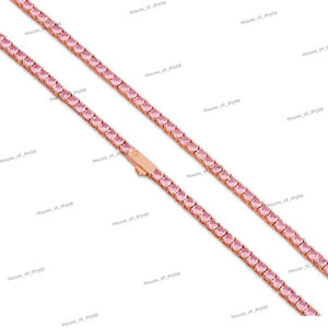 Collar de Cadena de Tenis con Moissanita Plateada, Incrustaciones de Piedras Rosadas, Estilo Hip Hop de Lujo para Hombres y Mujeres - Product Image 2